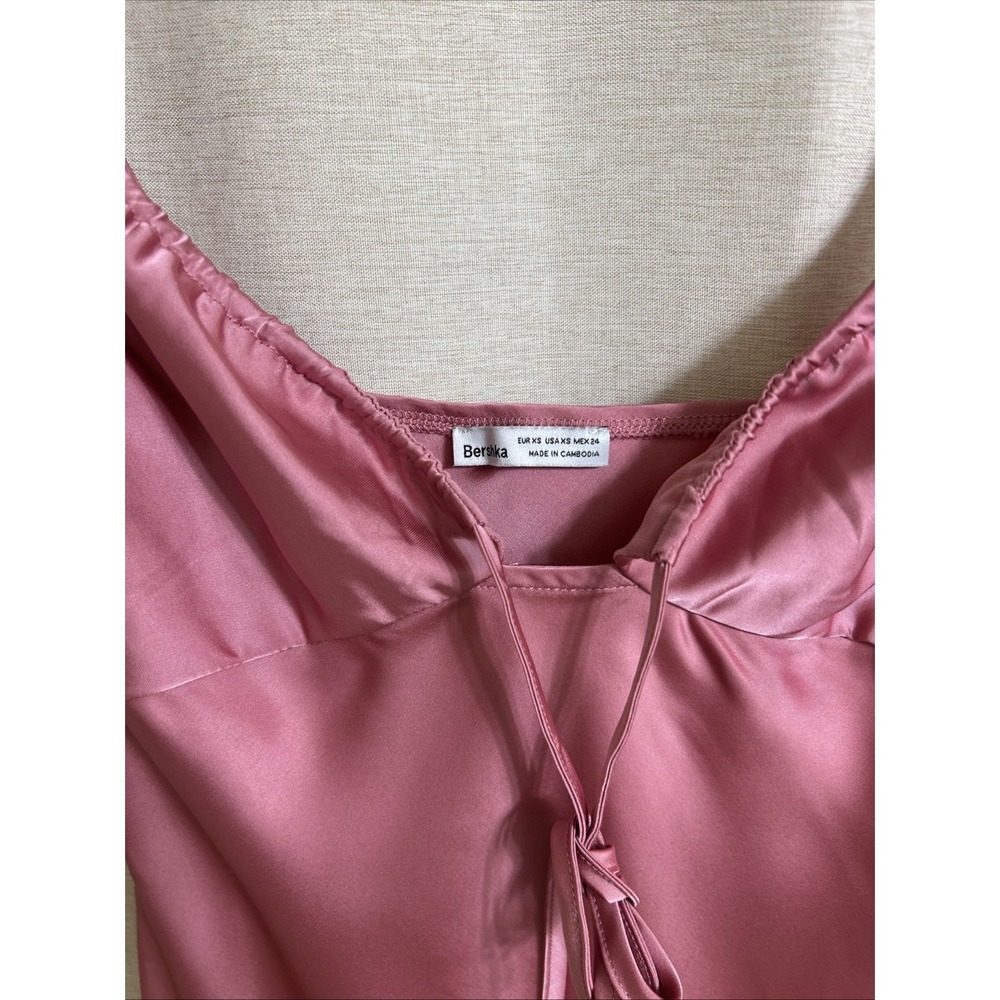 Pink Satin Slip Dress Size S Mini Spaghetti Strap Lingerie Style Y2K - Picture 3 of 9